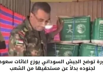 صورة لقيادي بالجيش السوداني ينهب اغاثات سعودية
